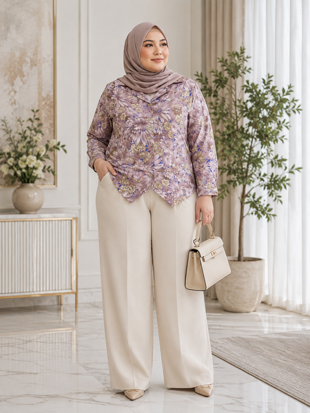 Vintage Mauve Floral Button Blouse