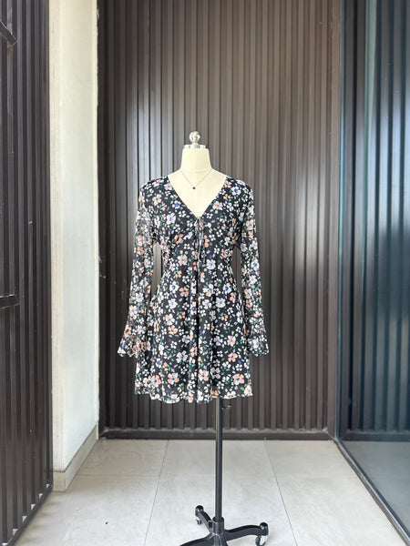 Floral Tie-Front Mini Dress
