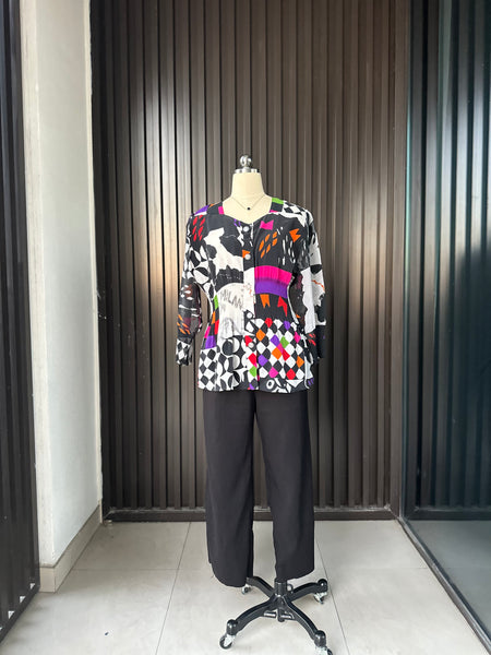 Vintage Abstract Statement Blouse