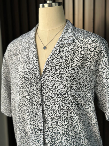 Vintage Monochrome Printed Blouse