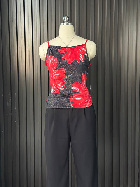 Vintage Red Floral Cami Top