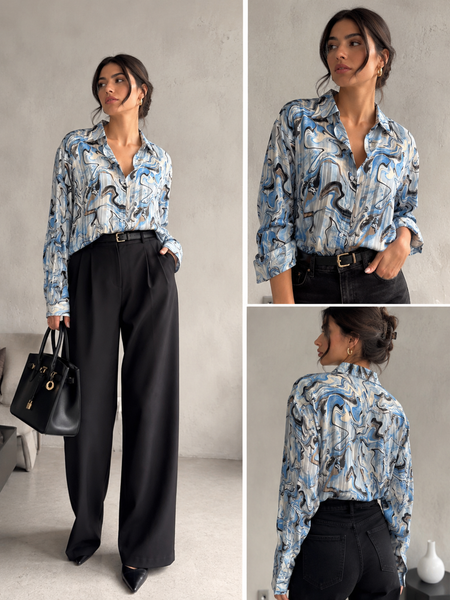 Vintage Abstract Marble Print Blouse