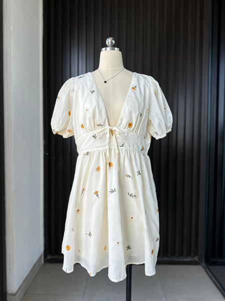 Embroidered Baby Doll Dress