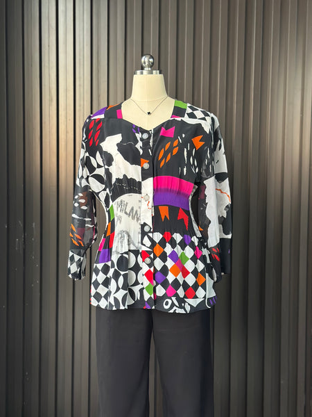 Vintage Abstract Statement Blouse