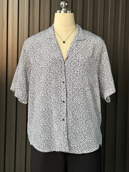 Vintage Monochrome Printed Blouse