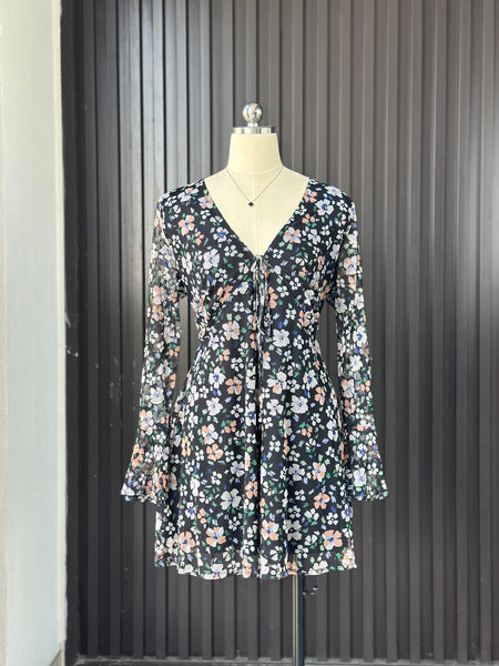 Floral Tie-Front Mini Dress