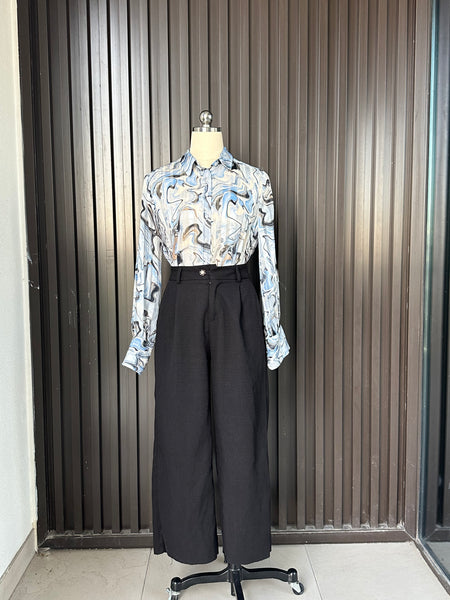 Vintage Abstract Marble Print Blouse