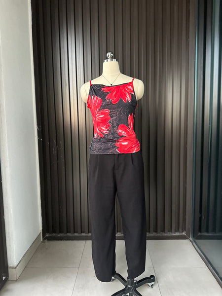 Vintage Red Floral Cami Top