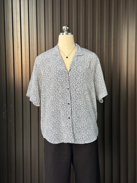Vintage Monochrome Printed Blouse