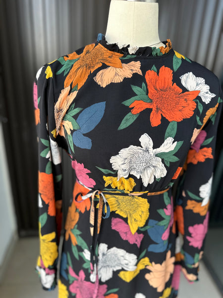 Floral Silk-Feel Midi Dress