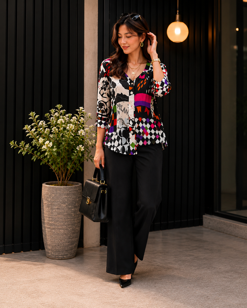 Vintage Abstract Statement Blouse