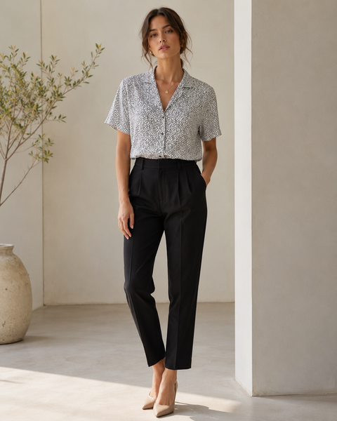 Vintage Monochrome Printed Blouse