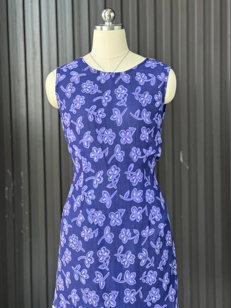 Vintage Blue Floral Mini Dress