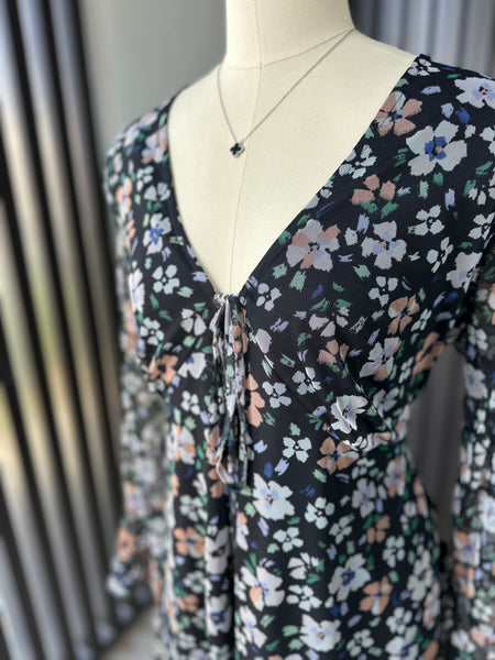 Floral Tie-Front Mini Dress