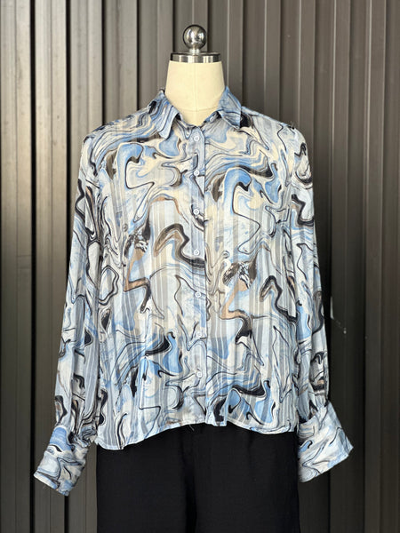 Vintage Abstract Marble Print Blouse