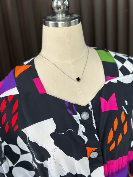 Vintage Abstract Statement Blouse