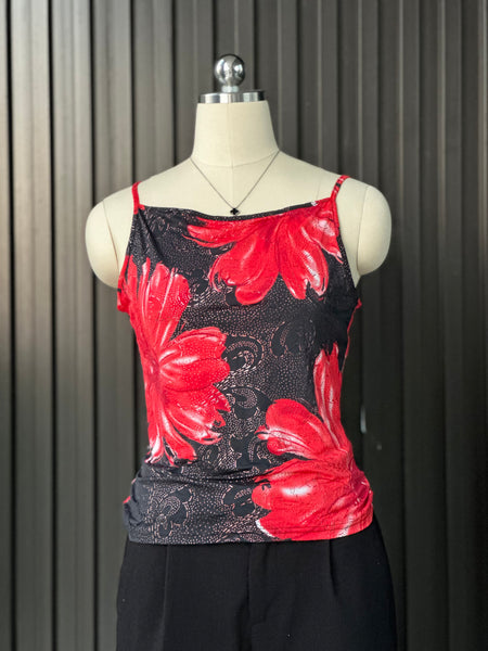 Vintage Red Floral Cami Top