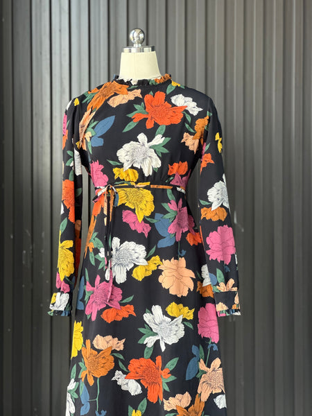 Floral Silk-Feel Midi Dress