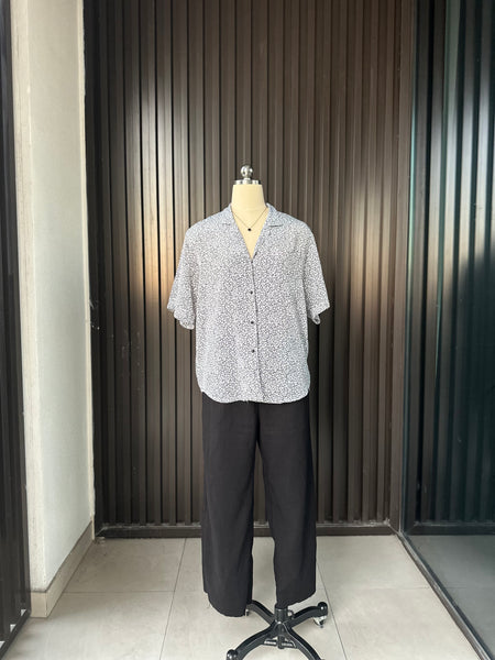 Vintage Monochrome Printed Blouse
