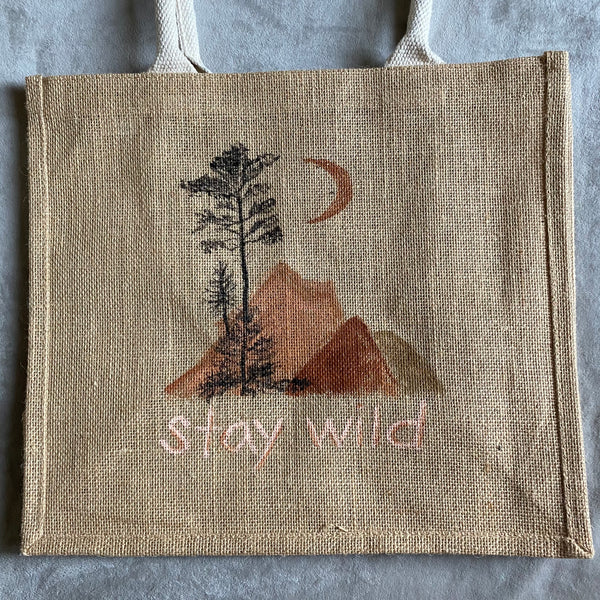 Stay Wild Boho Jute Bag