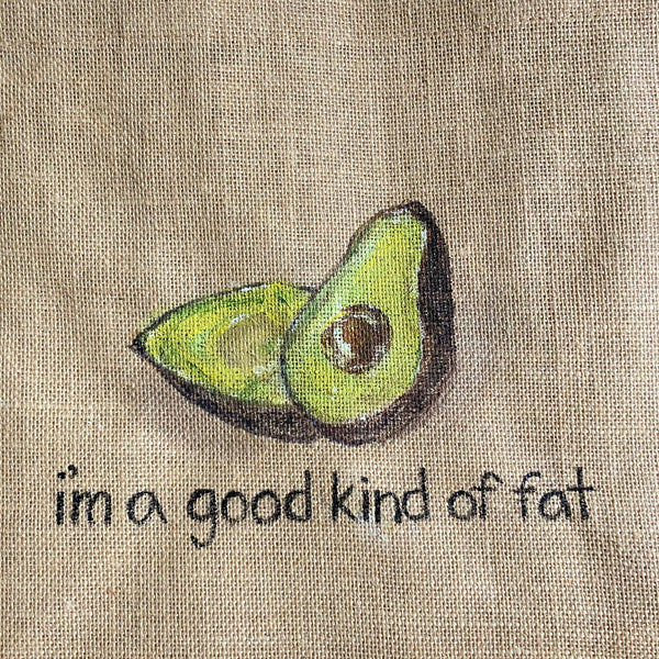 #SadFruitSeries Avocado Jute Bag Handpainted