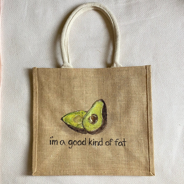 #SadFruitSeries Avocado Jute Bag Handpainted
